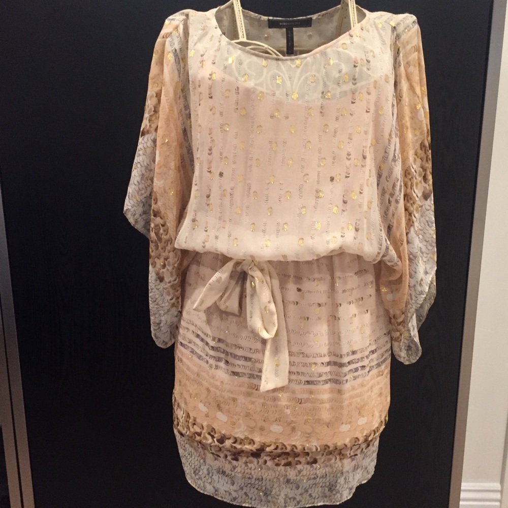 BCBG summer dress with gold accents